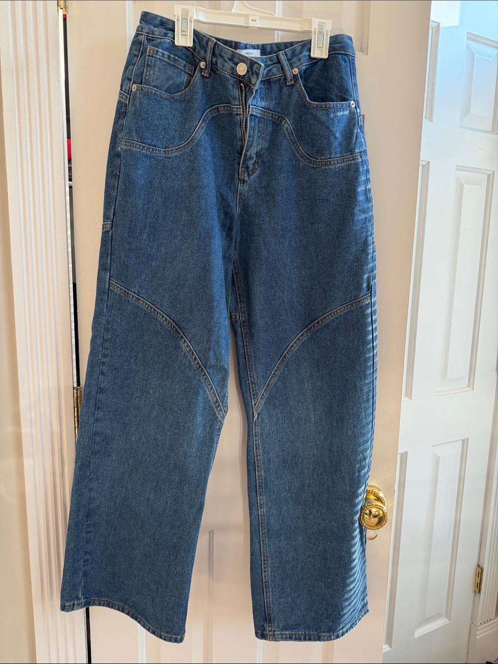 Forever 21 Blue Denim Wide-Leg Jeans
